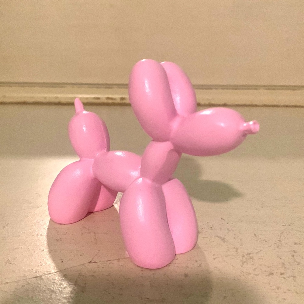Wooden Pink Balloon Dog Figure